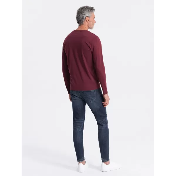  Pánské triko s dlouhým rukávem OMBRE OM-LSBL-0108 MAROON 