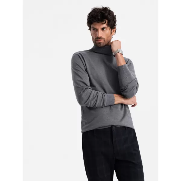  Pánský svetr OMBRE OM-SWTN-0101 GREY MELANGE 