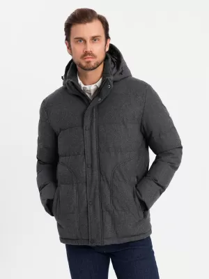 Pánská bunda OMBRE OM-JAHP-0203 BLACK MELANGE