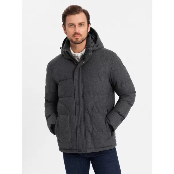  Pánská bunda OMBRE OM-JAHP-0203 BLACK MELANGE 
