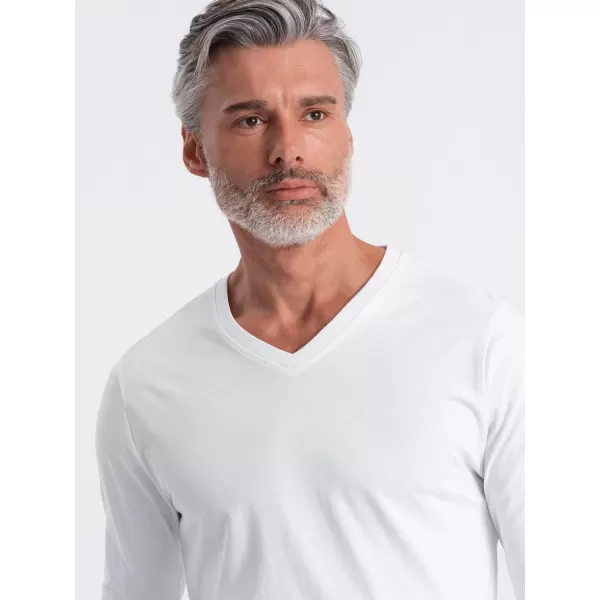  Pánské triko s dlouhým rukávem OMBRE OM-LSBL-0108 WHITE 