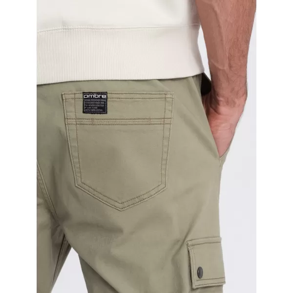  Pánské kalhoty OMBRE OM-PAJO-0125 KHAKI 