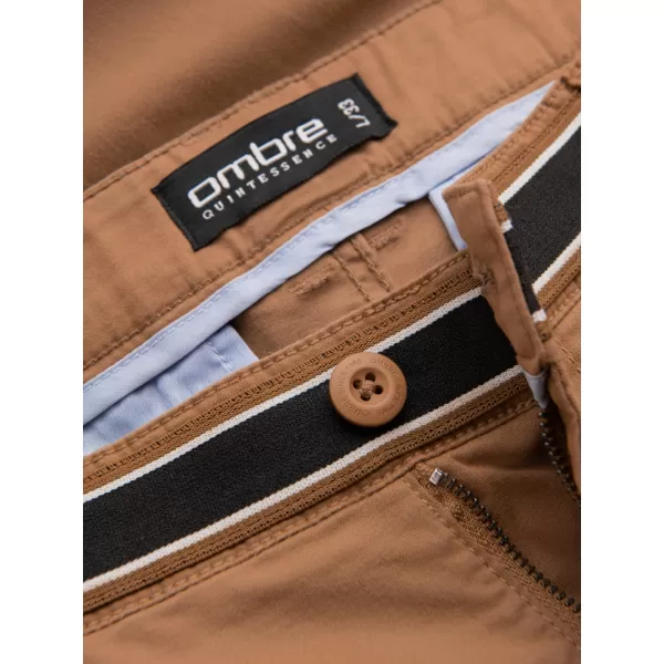  Pánské kalhoty OMBRE OM-PACP-0118 BROWN 