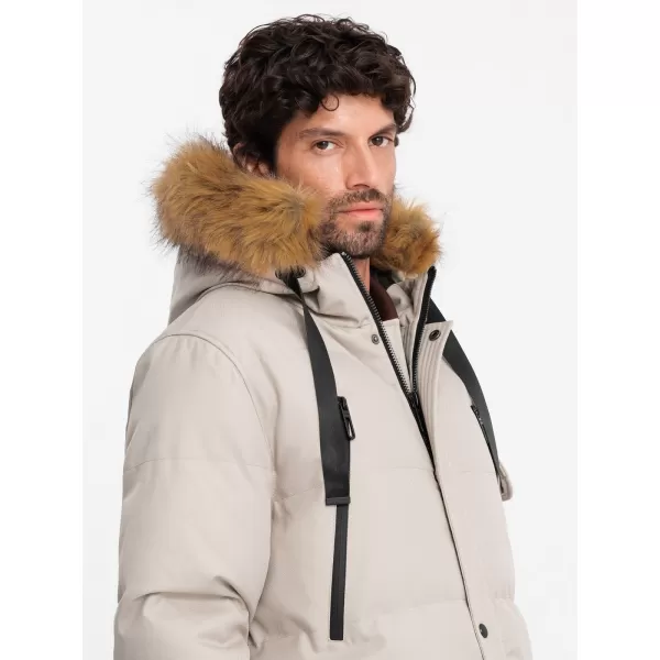  Pánská zimní bunda OMBRE OM-JALJ-0182 BEIGE 