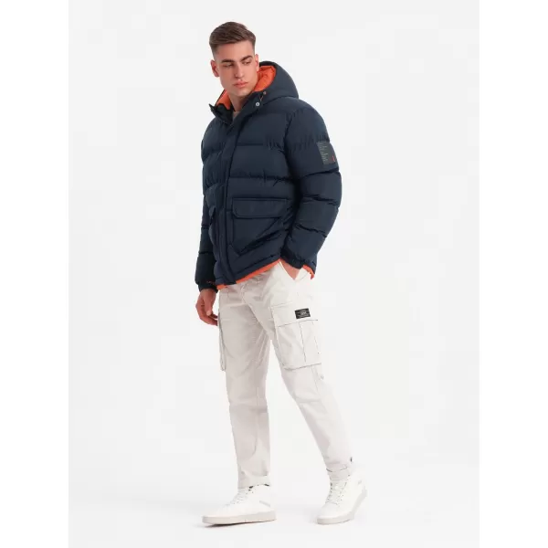  Pánská zimní bunda OMBRE OM-JAHP-0208 NAVY BLUE 