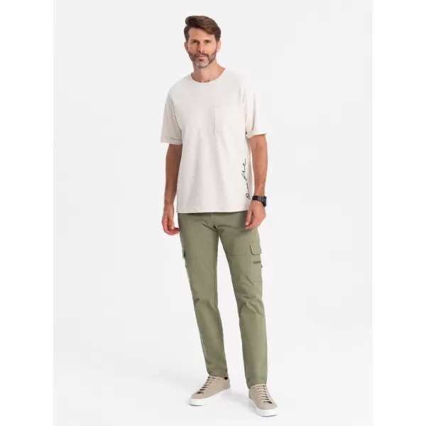  Pánské kalhoty OMBRE OM-PACG-0204 OLIVE 