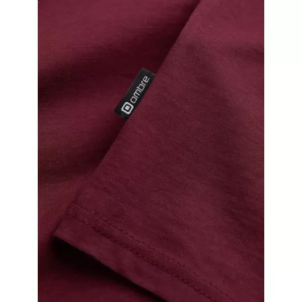  Pánské triko s dlouhým rukávem OMBRE OM-LSBL-0108 MAROON 