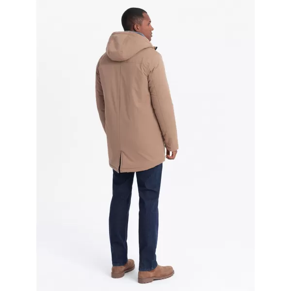  Pánská bunda OMBRE OM-JALJ-0181 BEIGE 