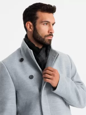 Pánský kabát OMBRE OM-COWC-0120 GREY MELANGE