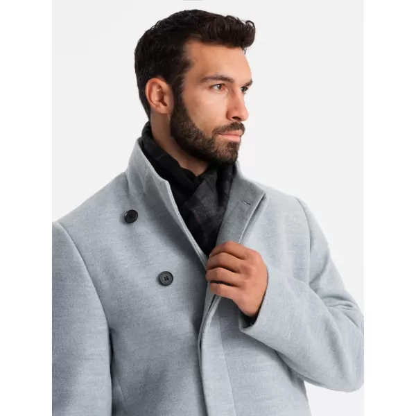  Pánský kabát OMBRE OM-COWC-0120 GREY MELANGE 
