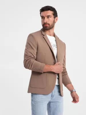 Pánské sako OMBRE OM-BLZB-0127 DARK BEIGE