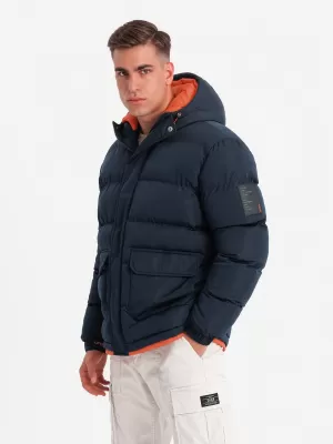 Pánská zimní bunda OMBRE OM-JAHP-0208 NAVY BLUE