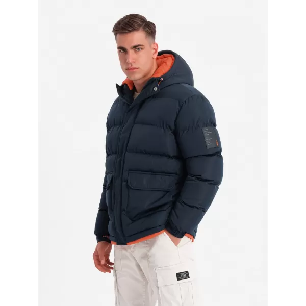  Pánská zimní bunda OMBRE OM-JAHP-0208 NAVY BLUE 
