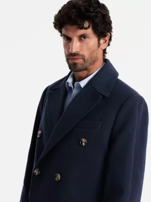 Pánský kabát OMBRE OM-COWC-0109 INDIGO