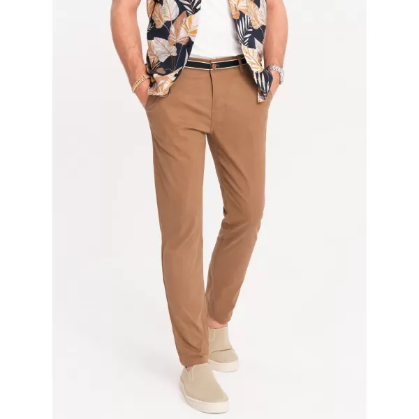  Pánské kalhoty OMBRE OM-PACP-0118 BROWN 