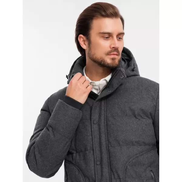  Pánská bunda OMBRE OM-JAHP-0203 BLACK MELANGE 