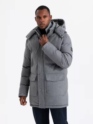Pánská bunda OMBRE OM-JALJ-0217 GREY MELANGE