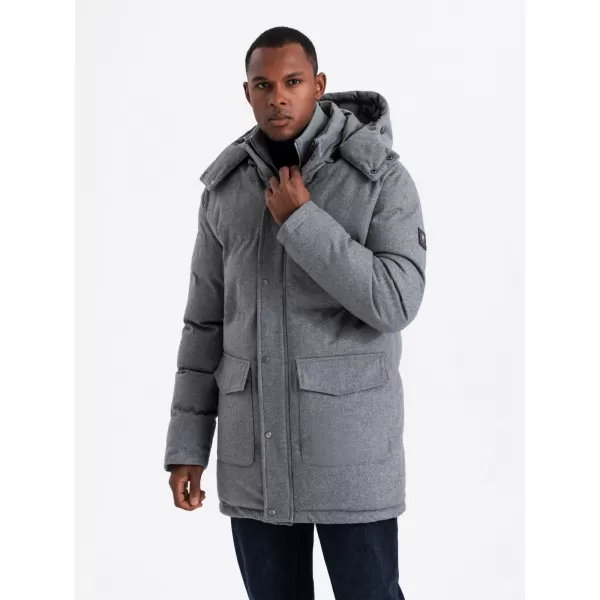  Pánská bunda OMBRE OM-JALJ-0217 GREY MELANGE 