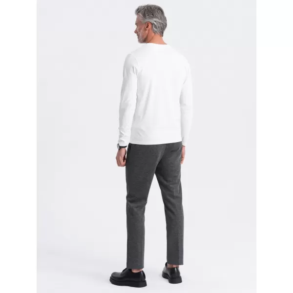  Pánské triko s dlouhým rukávem OMBRE OM-LSBL-0108 WHITE 