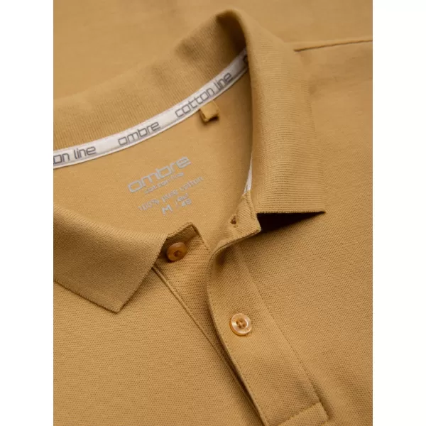  Pánské triko s límečkem OMBRE OM-POBS-0100 MUSTARD 