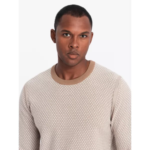 Pánský svetr OMBRE OM-SWSW-0111 LIGHT BROWN 