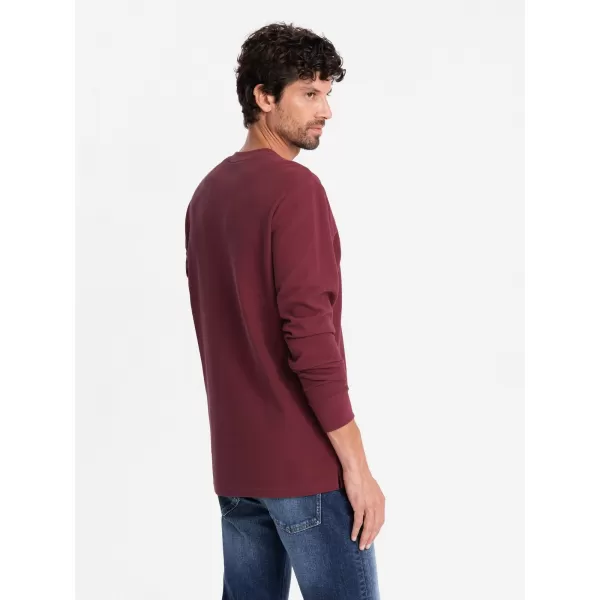  Pánské triko s dlouhým rukávem OMBRE OM-LSCL-0120 MAROON 
