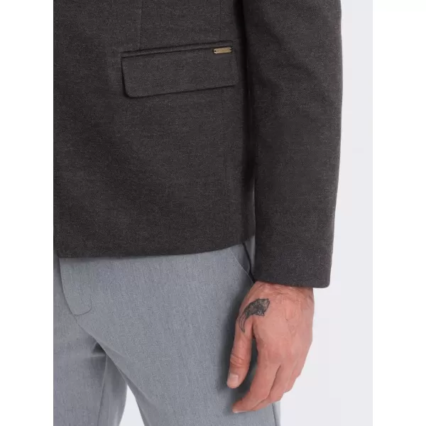  Pánské sako OMBRE OM-BLZB-0131 BLACK MELANGE 