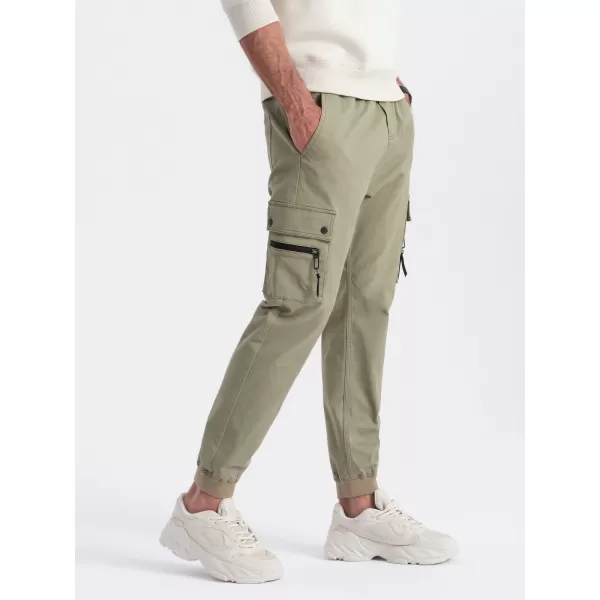  Pánské kalhoty OMBRE OM-PAJO-0125 KHAKI 