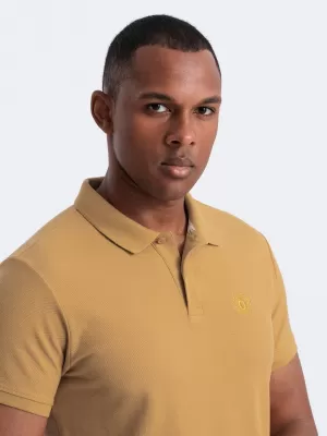 Pánské triko s límečkem OMBRE OM-POBS-0100 MUSTARD