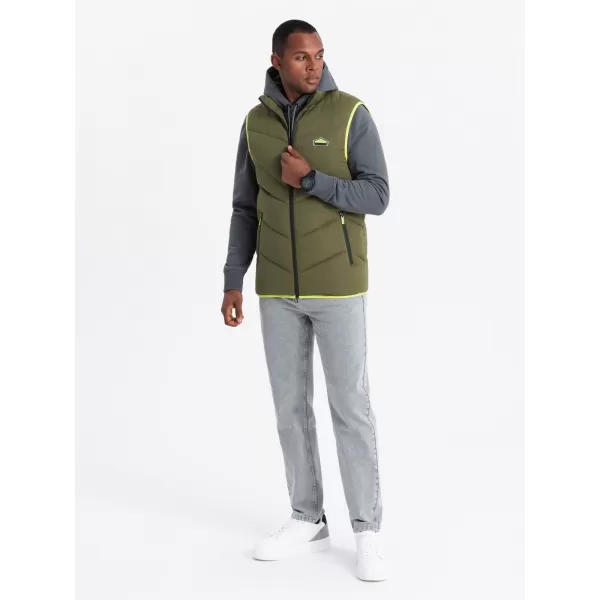  Pánská vesta OMBRE OM-JAVJ-0210 OLIVE 