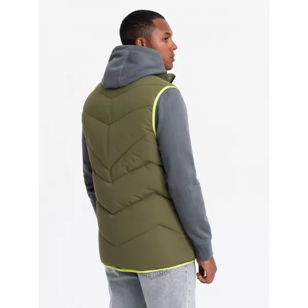  Pánská vesta OMBRE OM-JAVJ-0210 OLIVE 