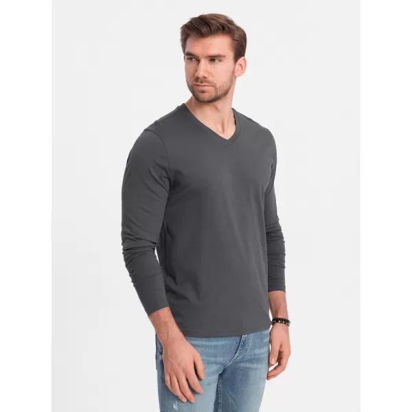 Pánské triko s dlouhým rukávem OMBRE OM-LSBL-0108 GRAPHITE 
