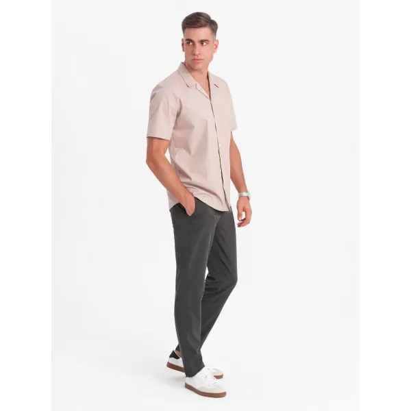  Pánská košile OMBRE OM-SHSS-0168 LIGHT BROWN 