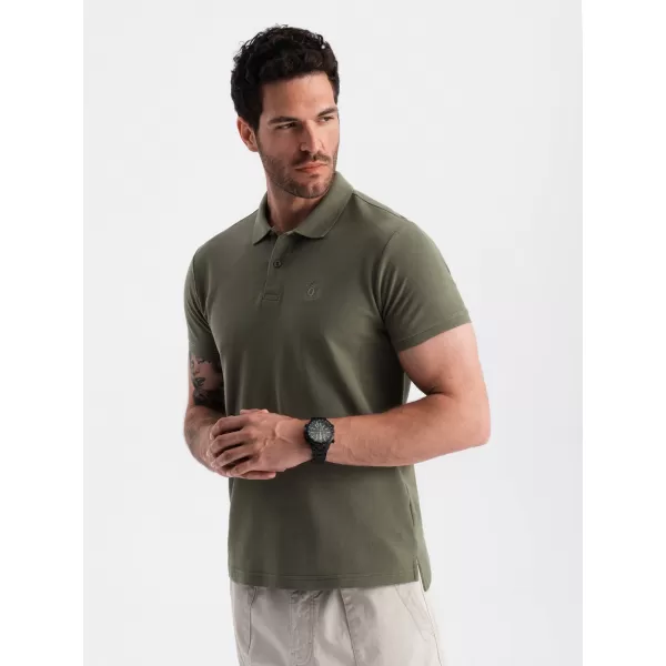 Pánské triko s límečkem OMBRE OM-POBS-0100 DARK OLIVE GREEN 