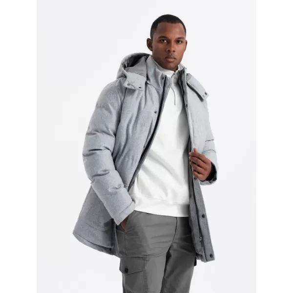  Pánská bunda OMBRE OM-JALJ-0217 LIGHT GREY MELANGE 
