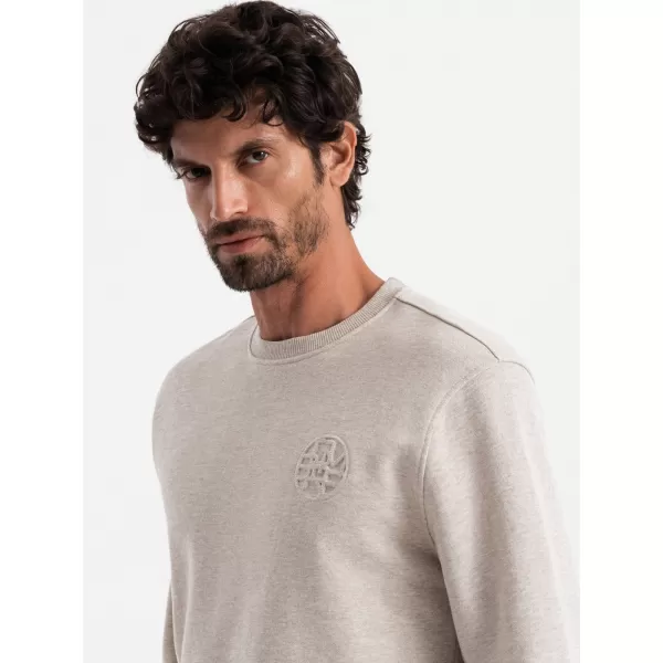  Pánská mikina OMBRE OM-SSNZ-0163 BEIGE 