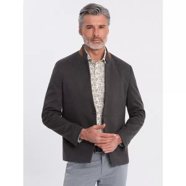  Pánské sako OMBRE OM-BLZB-0131 BLACK MELANGE 