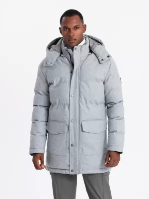 Pánská bunda OMBRE OM-JALJ-0217 LIGHT GREY MELANGE