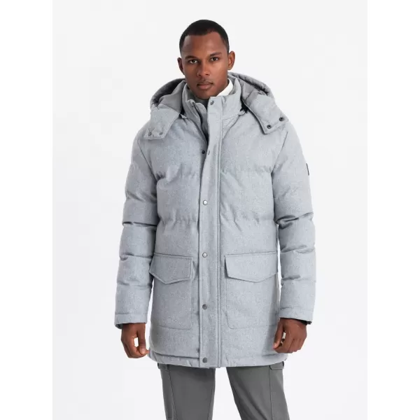  Pánská bunda OMBRE OM-JALJ-0217 LIGHT GREY MELANGE 