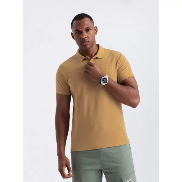  Pánské triko s límečkem OMBRE OM-POBS-0100 MUSTARD 