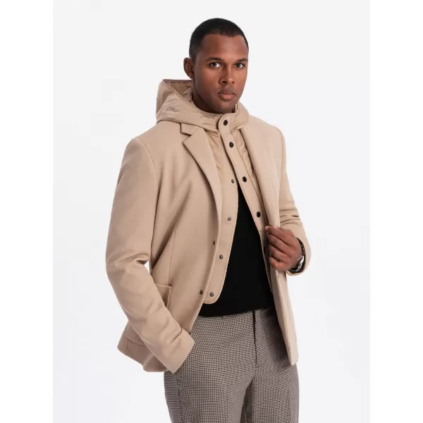  Pánské sako OMBRE OM-BLZB-0133 LIGHT BROWN 