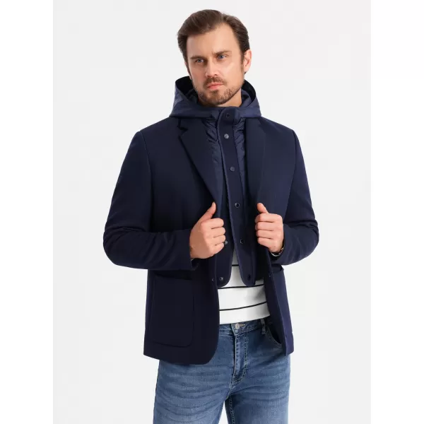  Pánské sako OMBRE OM-BLZB-0133 NAVY BLUE 