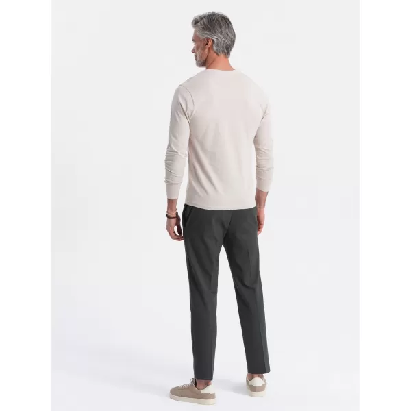  Pánské triko s dlouhým rukávem OMBRE OM-LSBL-0108 LIGHT BEIGE 