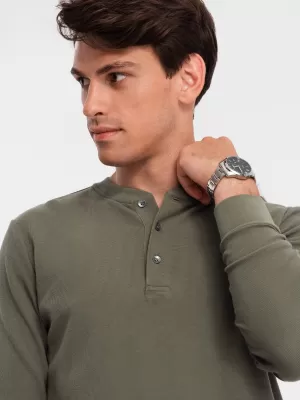 Pánské triko s dlouhým rukávem OMBRE OM-LSCL-0120 OLIVE