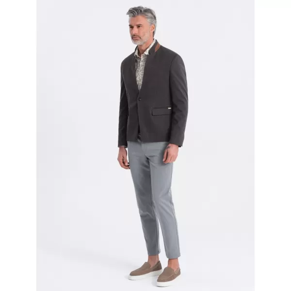  Pánské sako OMBRE OM-BLZB-0131 BLACK MELANGE 