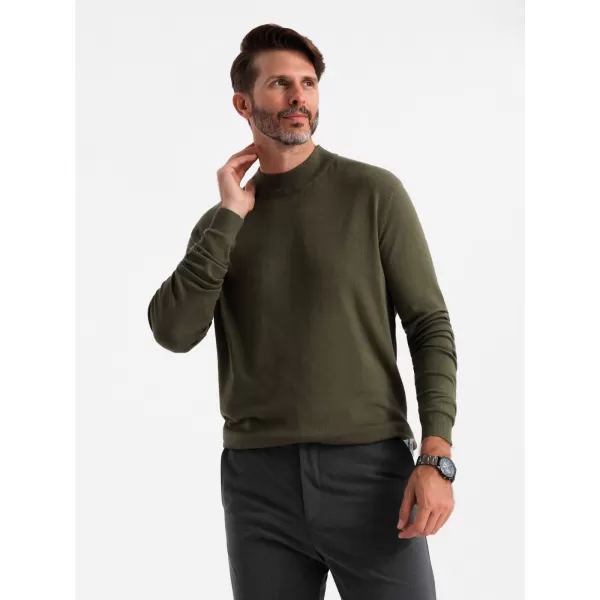  Pánský svetr OMBRE OM-SWTN-0100 KHAKI 