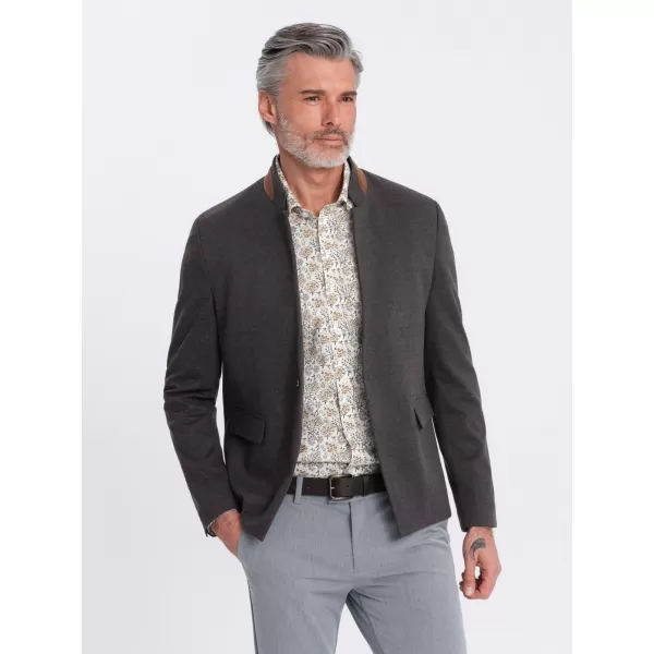  Pánské sako OMBRE OM-BLZB-0131 BLACK MELANGE 