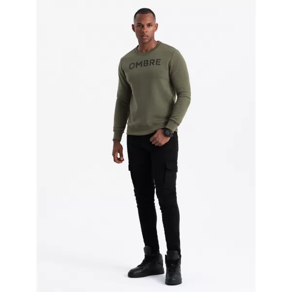  Pánská mikina OMBRE OM-SSPS-0181 DARK OLIVE 