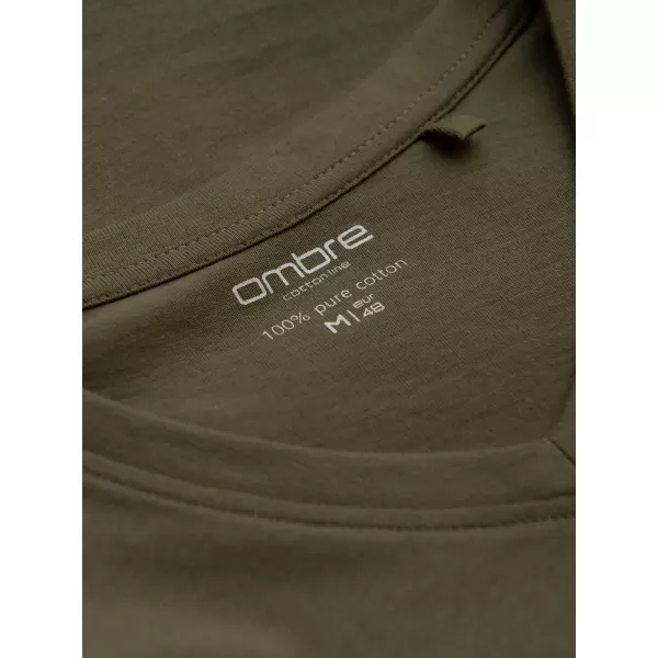  Pánské triko s dlouhým rukávem OMBRE OM-LSBL-0108 DARK OLIVE 
