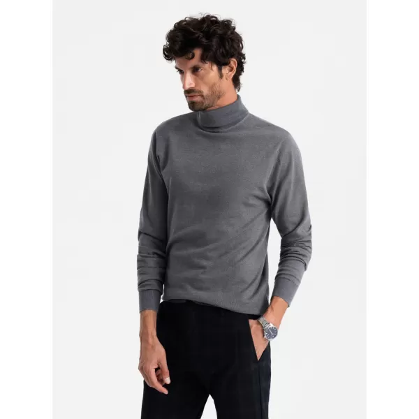  Pánský svetr OMBRE OM-SWTN-0101 GREY MELANGE 